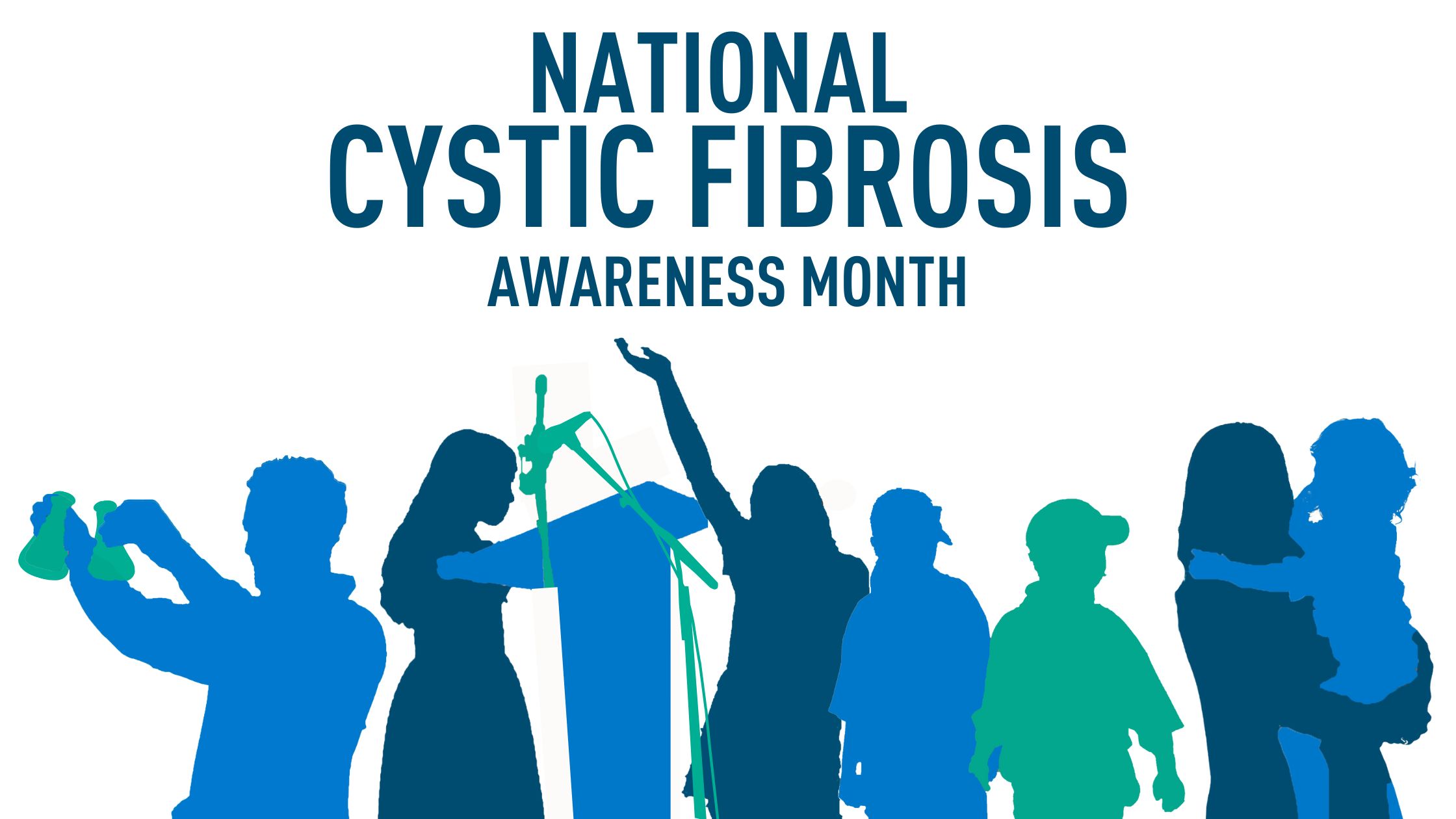 National Cystic Fibrosis Awareness month photo with volunteer silhouettes