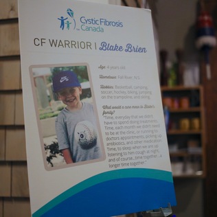 a photo of CF warrior Blake Brien on an easel