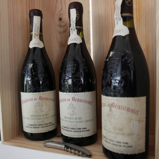 three bottles of Chateau du Beaucastel