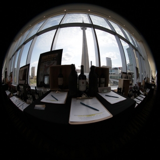 a fish-eye view of the display