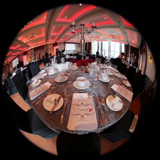 a fish-eye photo of the hall