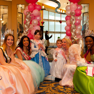 Six princesses in large gowns